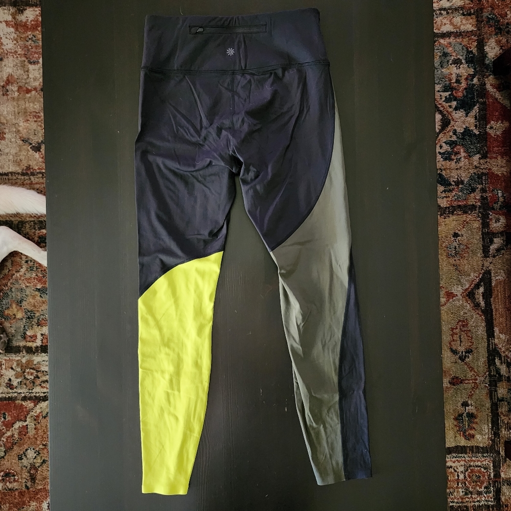BOGO Athleta Asym Colorblock Black, Yellow, and Olive Green Tights - Picture 4 of 8